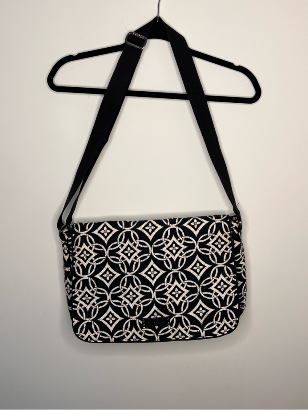 Vera Bradley Black and White Geometric Crossbody Bag with Adjustable Strap